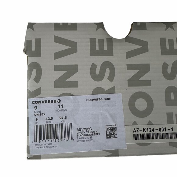 ❤️Converse Chuck 70 Hi Comme Des Garçons Play 9 Men's Shoes Red Sneaker A01793C - Picture 8 of 9